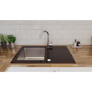 Chiuveta inox/sticla Christianna, 86 x 51 cm, adancime 22.3 cm, negru