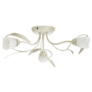 Plafoniera, 3 x 40 W, crem, sticla si metal Colours Honos