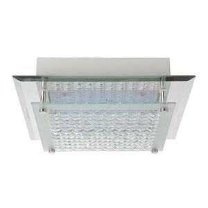Plafoniera LED, 1 x 9.5 W, alb, metal si sticla • Colours Quadra