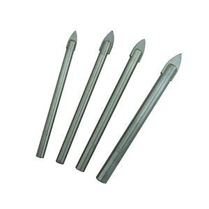 Set burghiu pentru sticla, gri, 4 bucati, 4 x 5 x 6 x 8 mm, otel • Universal