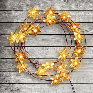 Ghirlanda luminoasa stelute, 20 LED, iluminare alb cald