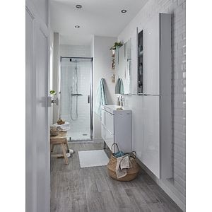 Usa pentru dus, pivotanta, aluminiu si sticla, cromat, sticla clara, 80 x 195 cm • Good Home Beloya