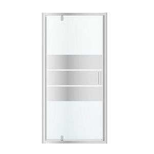 Usa dus pivotanta GoodHome Beloya, aluminiu, 100 x 195 cm, sticla oglinda, profil crom