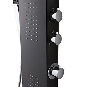 Panel de dus, negru, aluminiu • Cooke & Lewis