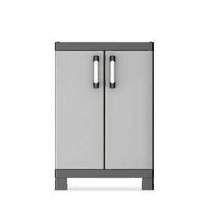 Dulap plastic, 2 polite, 97 x 65 x 45 cm, negru cu gri  Links