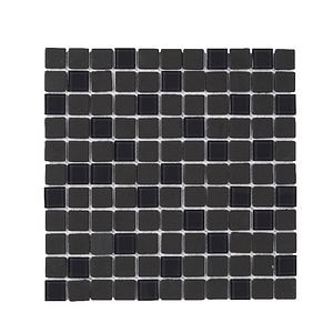 Mozaic interior, negru, sticla, patrat, 29.5 x 29.5 cm x 4 mm • Genovia
