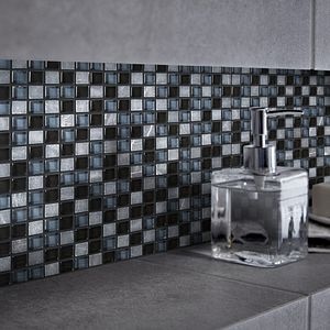 Mozaic interior, negru, sticla si piatra naturala, patrata, 30 x 30 cm x 8 mm • GoodHome Barya
