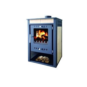 Semineu pe lemne din otel, 6 kW, albastru, 92 kg, 81 x 52,5 x 51,5 cm • Zvezda 4 VR 12 C