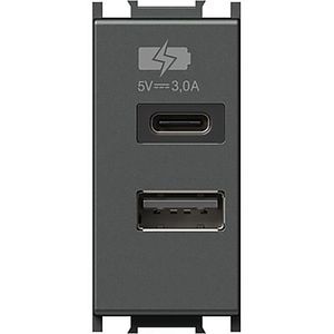 Modul incarcator USB TEM EM68AT-B, 2 x USB A 5V, 3A, negru