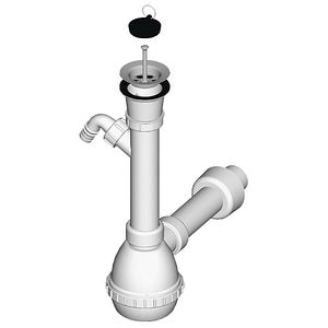 Sifon chiuveta de tip H cu ventil, D70, RMS, racord pentru masina de spalat vase