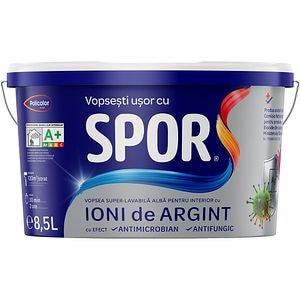 Vopsea lavabila SPOR, alb, 8.5 L