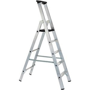 Scara industriala Venbos Profi 6010, aluminiu, 320 cm, 10 trepte, pliabila, argintiu