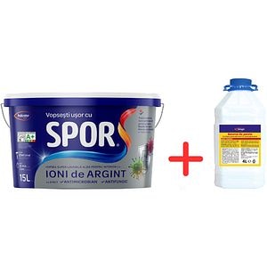 Vopsea super-lavabila SPOR, alb, 15 L + amorsa 4 L