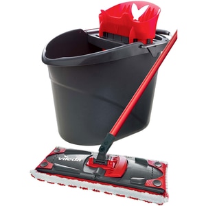 Set galeata cu storcator + mop + maner VILEDA Ultramax, negru-rosu