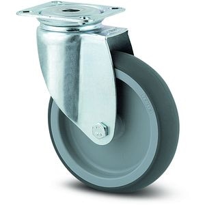 Roata pivotanta TENTE, poliuretan, 75 mm, 60 kg, gri