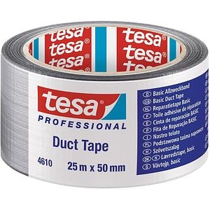Banda adeziva Duct Tape TESA 4610 Basic, 25 m x 50 mm, gri-argintiu