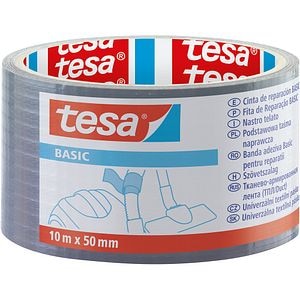 Banda adeziva Duct Tape TESA Basic, 10 m x 50 mm, gri
