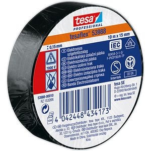 Banda izolatoare electrica TESA, 15 mm x 10 m, negru