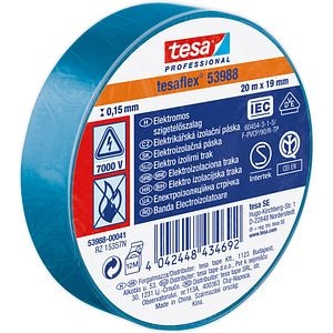 Banda izolatoare electrica TESA, 19 mm x 20 m, albastru