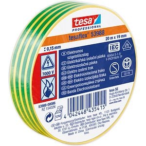 Banda izolatoare electrica TESA, 19 mm x 20 m, galben