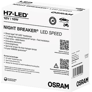 Bec auto LED OSRAM Night Breaker Speed, H7, 6000K, 16W, 12V, 2buc