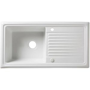 Chiuveta bucatarie Cooke & Lewis Burbank, 1 cuva, picurator reversibil, ceramica, alb