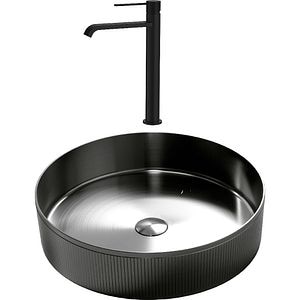 Pachet lavoar pe blat SANDONNA HD400, inox, 40 cm + baterie Dorota, negru