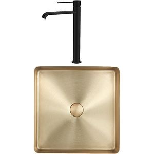 Pachet lavoar pe blat SANDONNA HD4040, inox, 44 x 44 cm + baterie Dorota, auriu-negru