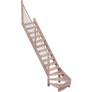Scara cu 1/4 turnanta stanga Nevada, 300 x 82 cm, fag-metal