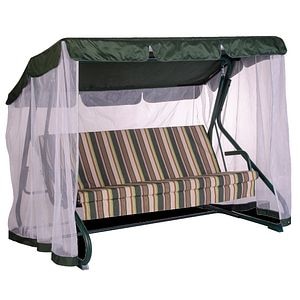 Balansoar de gradina Yamayka, multicolor, otel, 3 locuri, 209 x 133 x 155 cm, sarcina maxima 300 kg, cu functie de pat