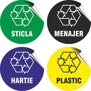 Set indicatoare semnalizare colectare selectiva deseuri Creative Sign, 4 buc