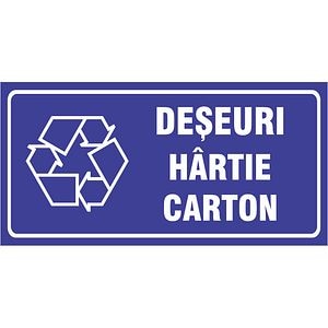 Indicator autocolant "Deseuri Hartie/Carton" Creative Sign, 20 x 10 cm