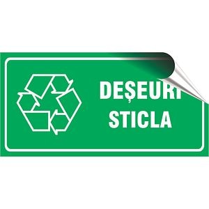 Indicator autocolant "Deseuri Sticla" Creative Sign, 20 x 10 cm