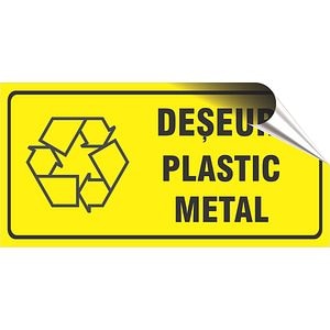 Idicator autocolant "Deseuri Plastic/Metal" Creative Sign, 20 x 10 cm