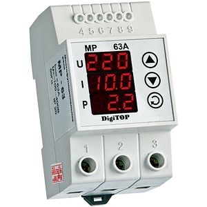 Releu protectie tensiune si amperaj monofazat DIGITOP MP-63, 63A, 2P, 230V