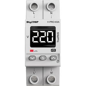 Releu protectie tensiune monofazat DIGITOP V-PRO 63A, 63A, 2P, 230V
