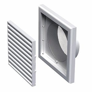 Grila pentru ventilatie cu plasa insecte, plastic, 100 mm, alb 