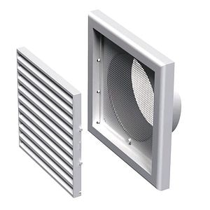 Grila pentru ventilatie cu plasa insecte, plastic, 125 mm, alb 