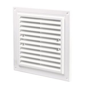 Grila pentru ventilatie cu plasa insecte, plastic, 205 x 205 mm, alb