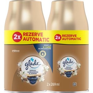 Pachet rezerve odorizant GLADE Automatic Spray Sensual Sandalwood&Jasmine, 2 x 269ml