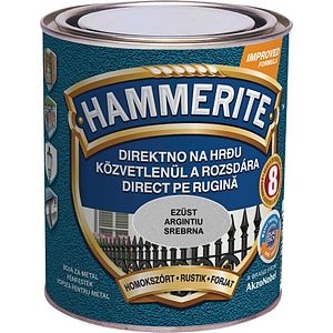 Email pentru metal fier forjat, interior/exterior, culoare argintiu, 0.75 L  Hammerite