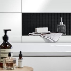 Mozaic interior, negru, sticla, patrat, 30 x 30 cm x 4 mm • GoodHome Peruoso