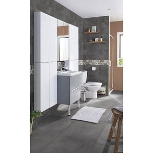 Faianta decor interior, alb, 60 x 20 cm x 8.5 mm, dreptunghiulara, 0.96 mp • GoodHome Konkrete