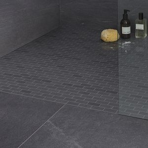 Mozaic interior, antracit, piatra naturala, patrat, 30 x 30 cm x 10 mm • GoodHome Slate