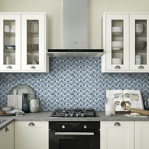 Mozaic interior, albastru, aluminiu si sticla, patrat, 30 x 30 x 8 mm  GoodHome Lizon