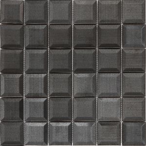 Mozaic interior, negru, otel inoxidabil, patrat, 30 x 30 x 9 mm • GoodHome Manza