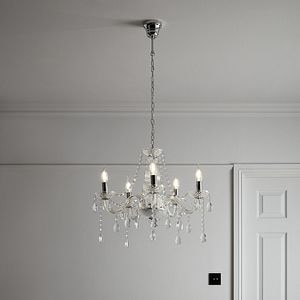 Lustra tip pendul, Argintiu/Transparent, 40 W, 5 x E14 • GoodHome Gacruz