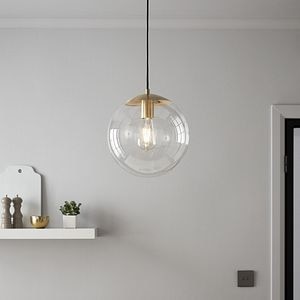 Lustra tip pendul, Transparent/Alama, 28 W, 1 x E27 • GoodHome Dacite