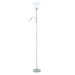 Lampadar interior GOODHOME, 2 surse E27 si E14, 28-42W, IP20, metal si plastic, gri