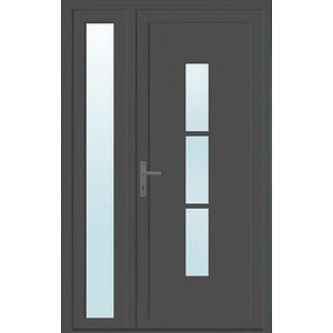Usa de exterior pentru casa, PVC, gri antracit, cu geam, dreapta, 205 x 120 cm